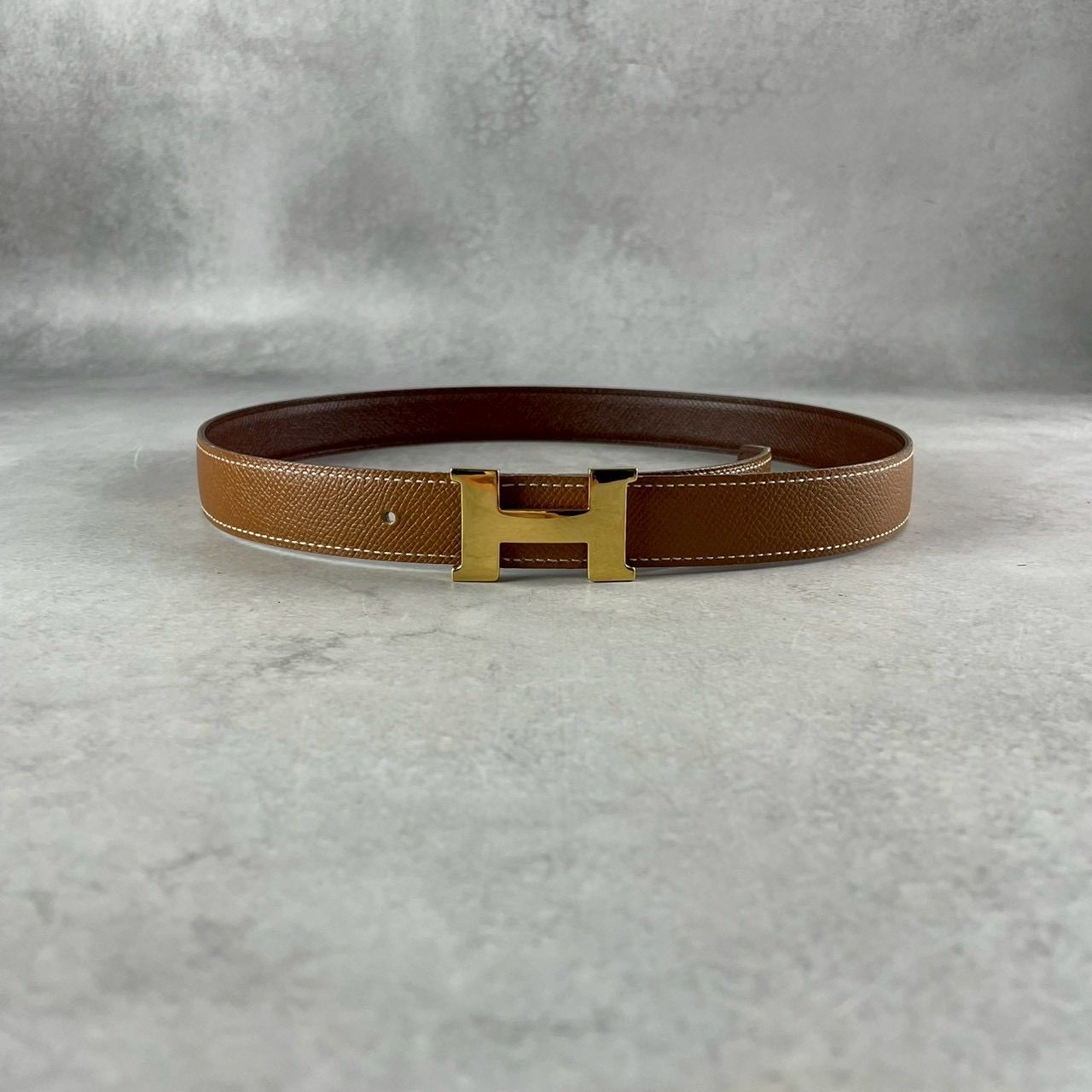 HERMES エルメス Hベルト コンスタンス レザー ゴールド金具 ブラウン