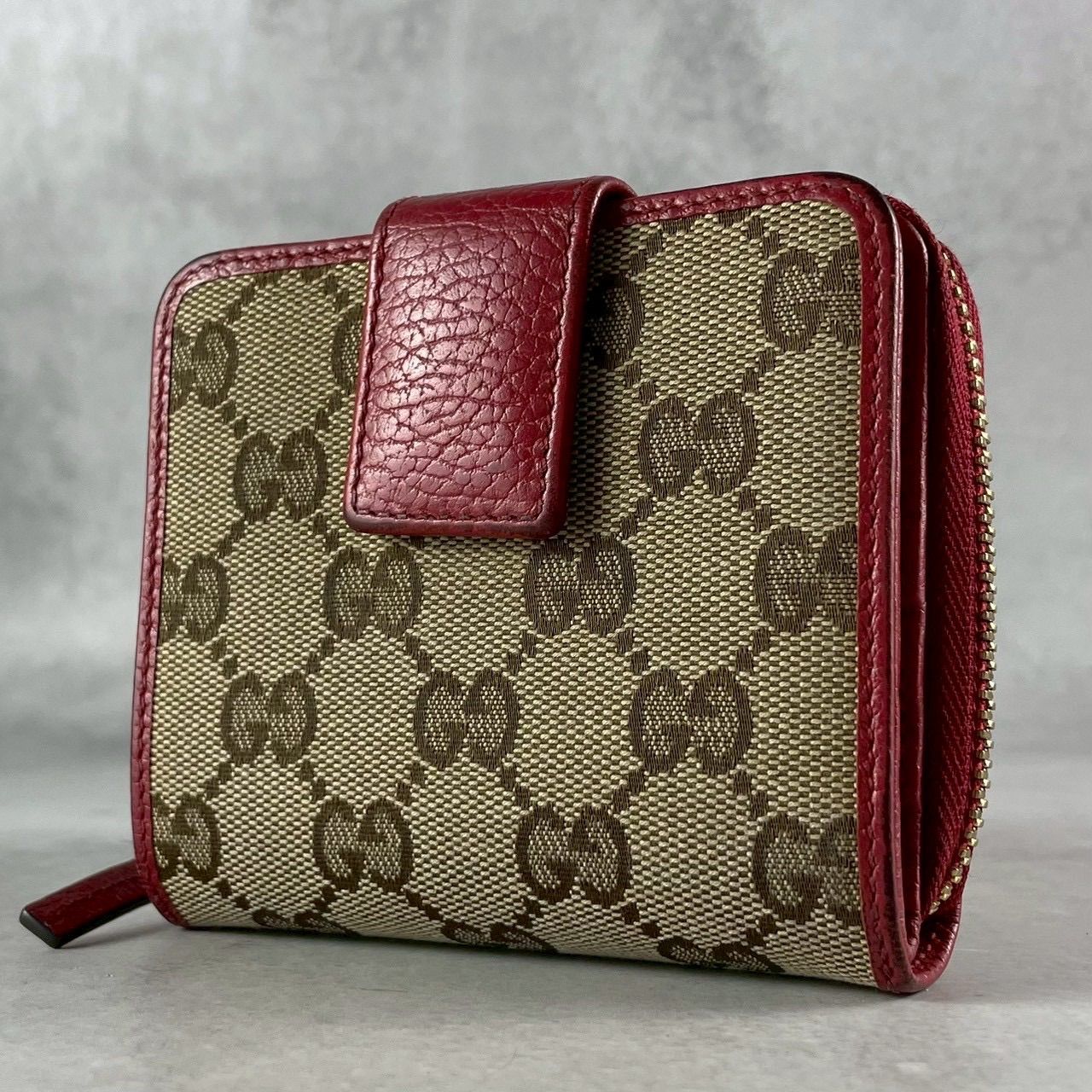 GUCCI グッチ GGキャンバス 折り財布 コンパクトウォレット レザー