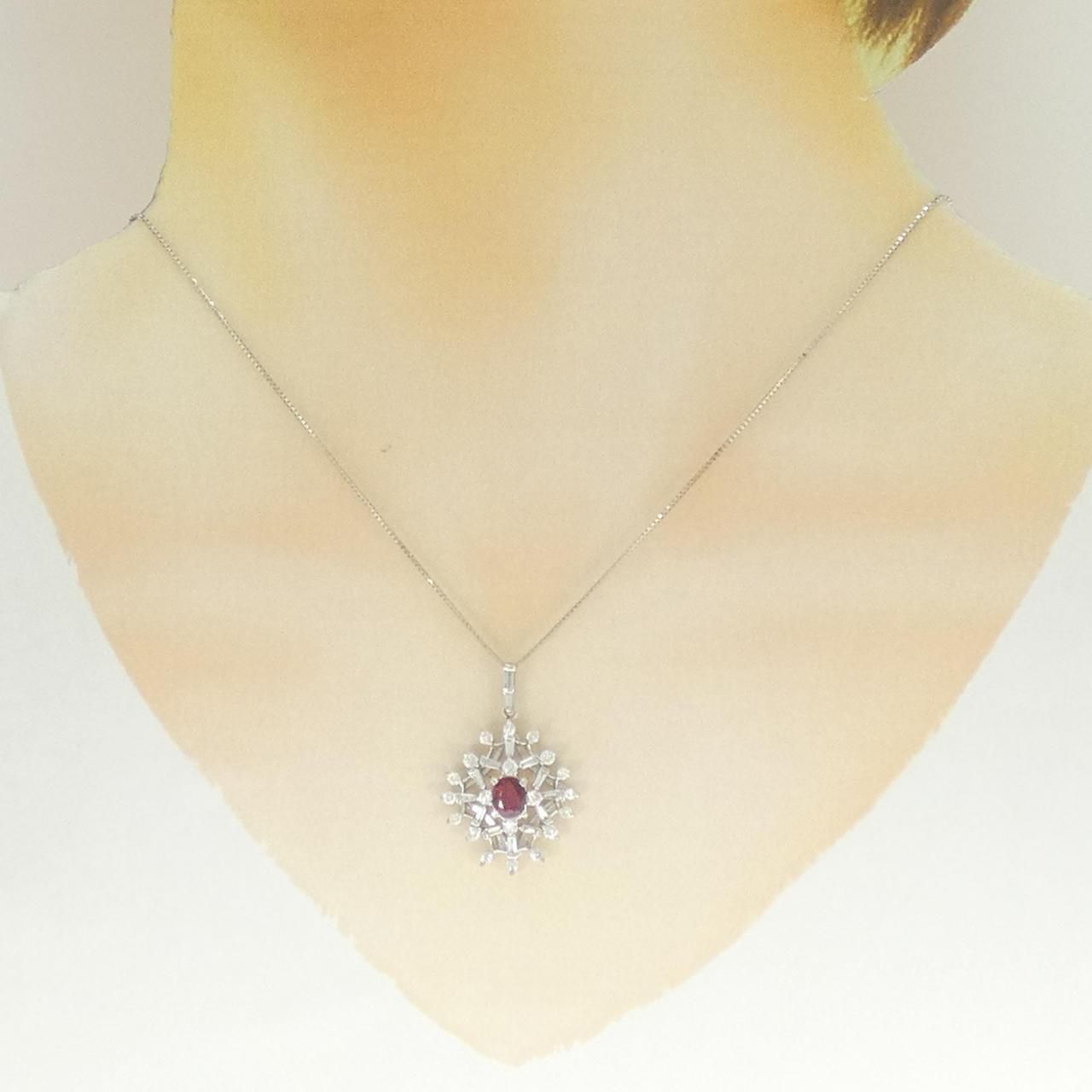 PT900/PT850 ルビー ネックレス 0.697CT - メルカリ