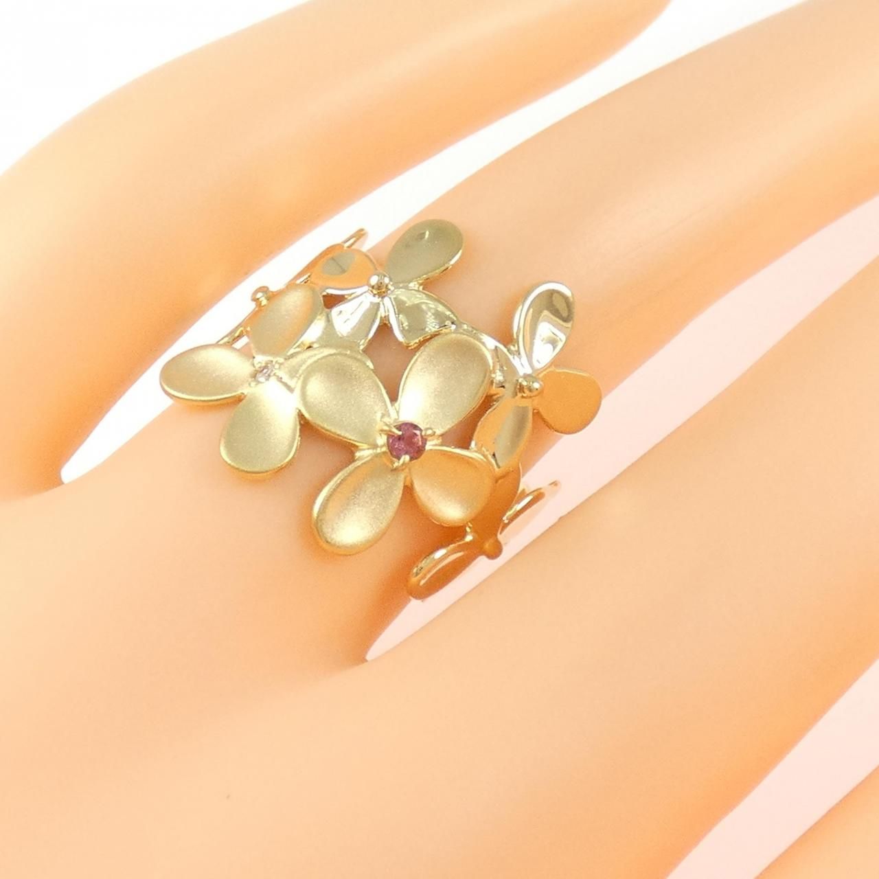 K18YG フラワー トルマリン リング - メルカリ