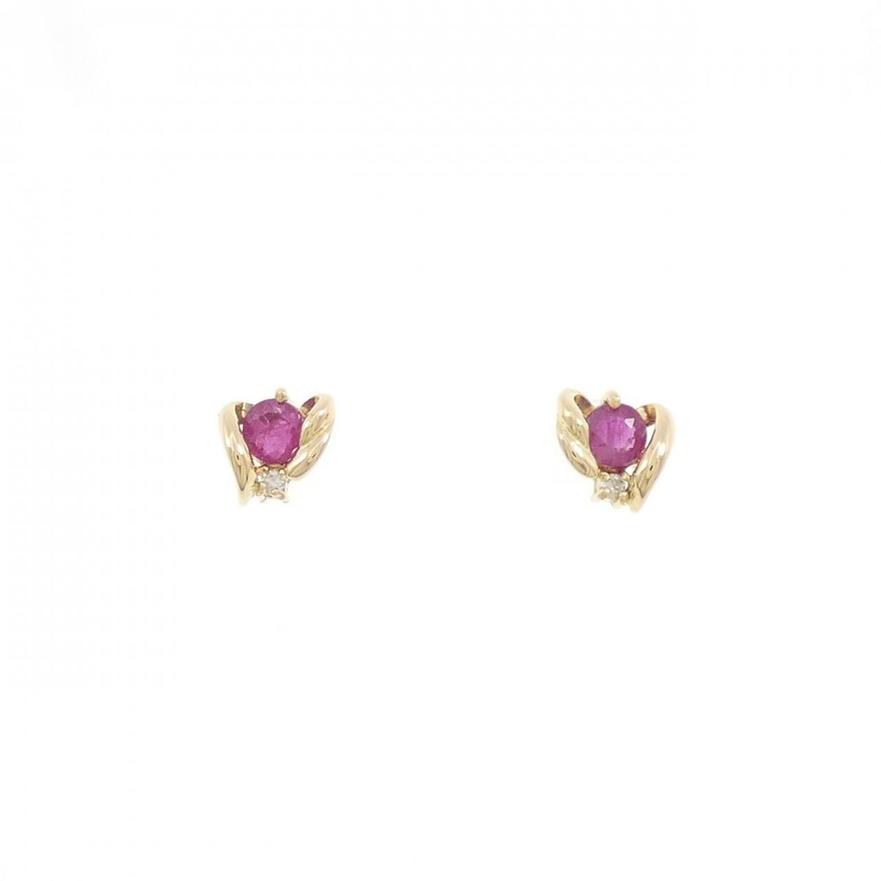 K18YG ルビー ピアス - メルカリ