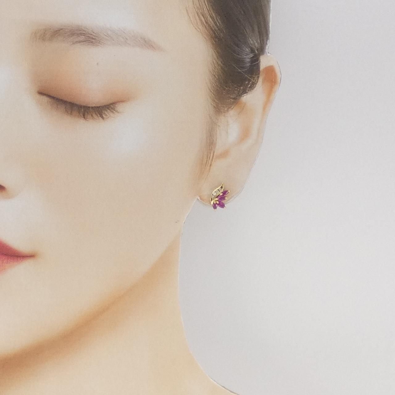 K18YG ルビー ピアス 0.90CT - メルカリ