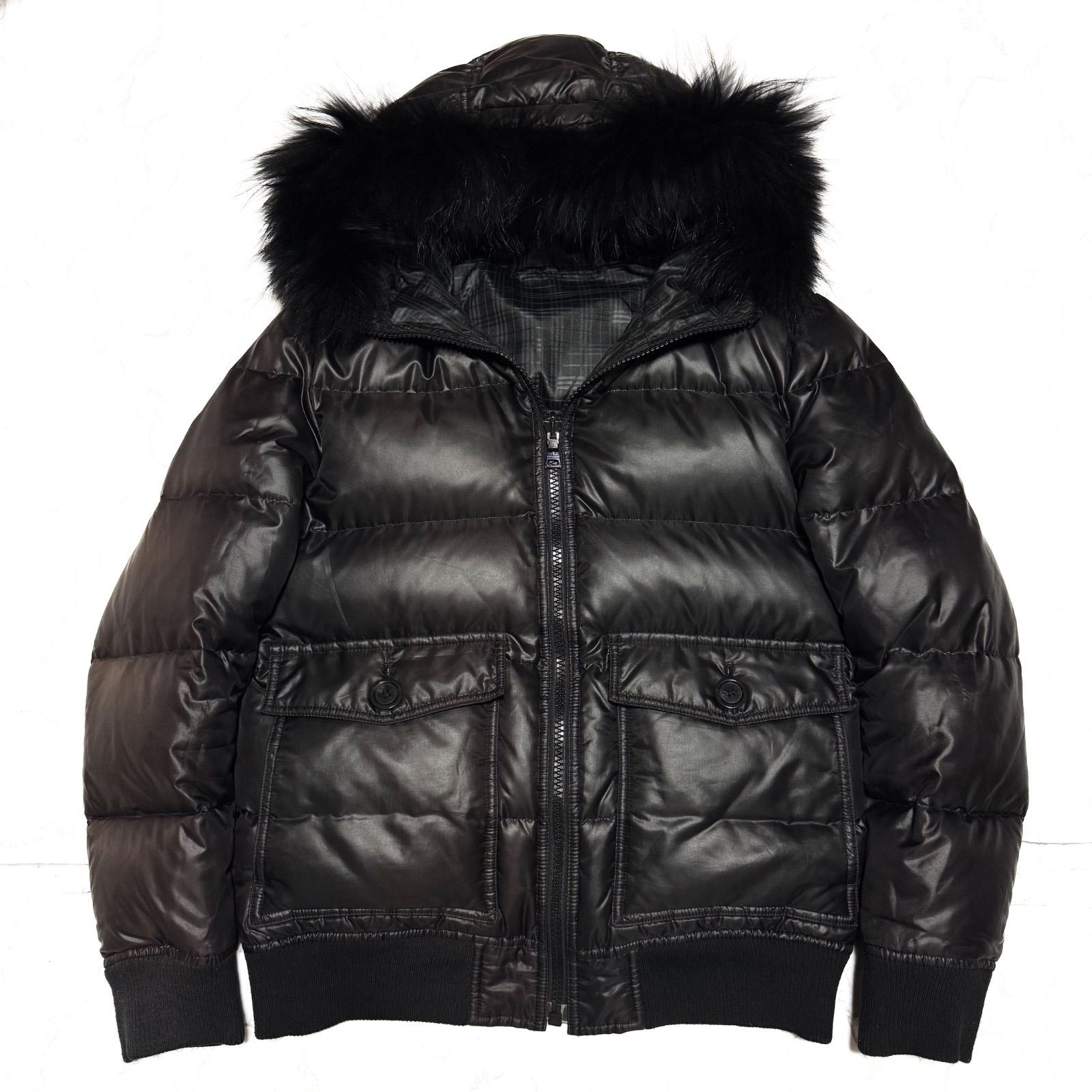 希少【BURBERRY BLACK LABEL バーバリーブラックレーベル】FUR DOWN