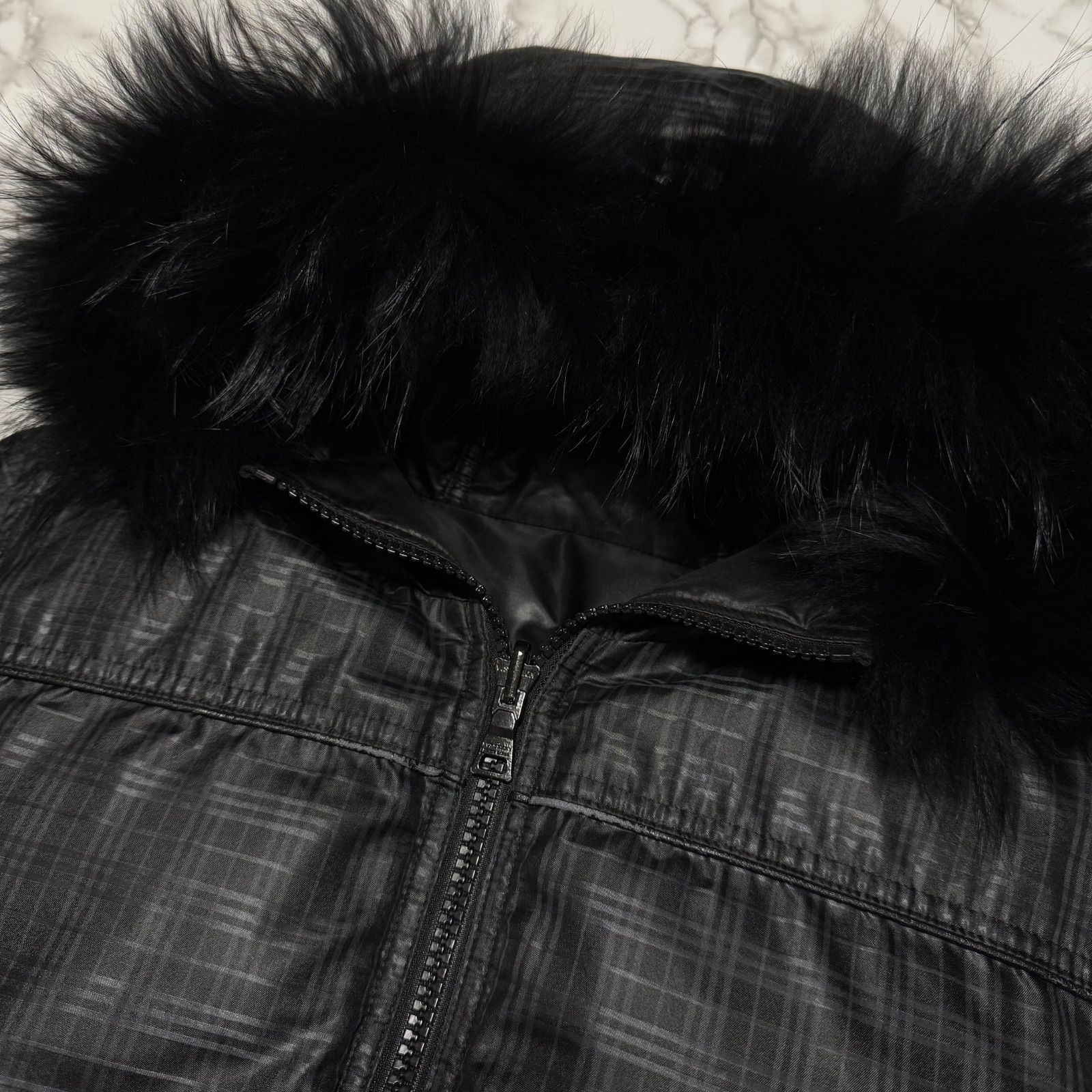 希少【BURBERRY BLACK LABEL バーバリーブラックレーベル】FUR DOWN