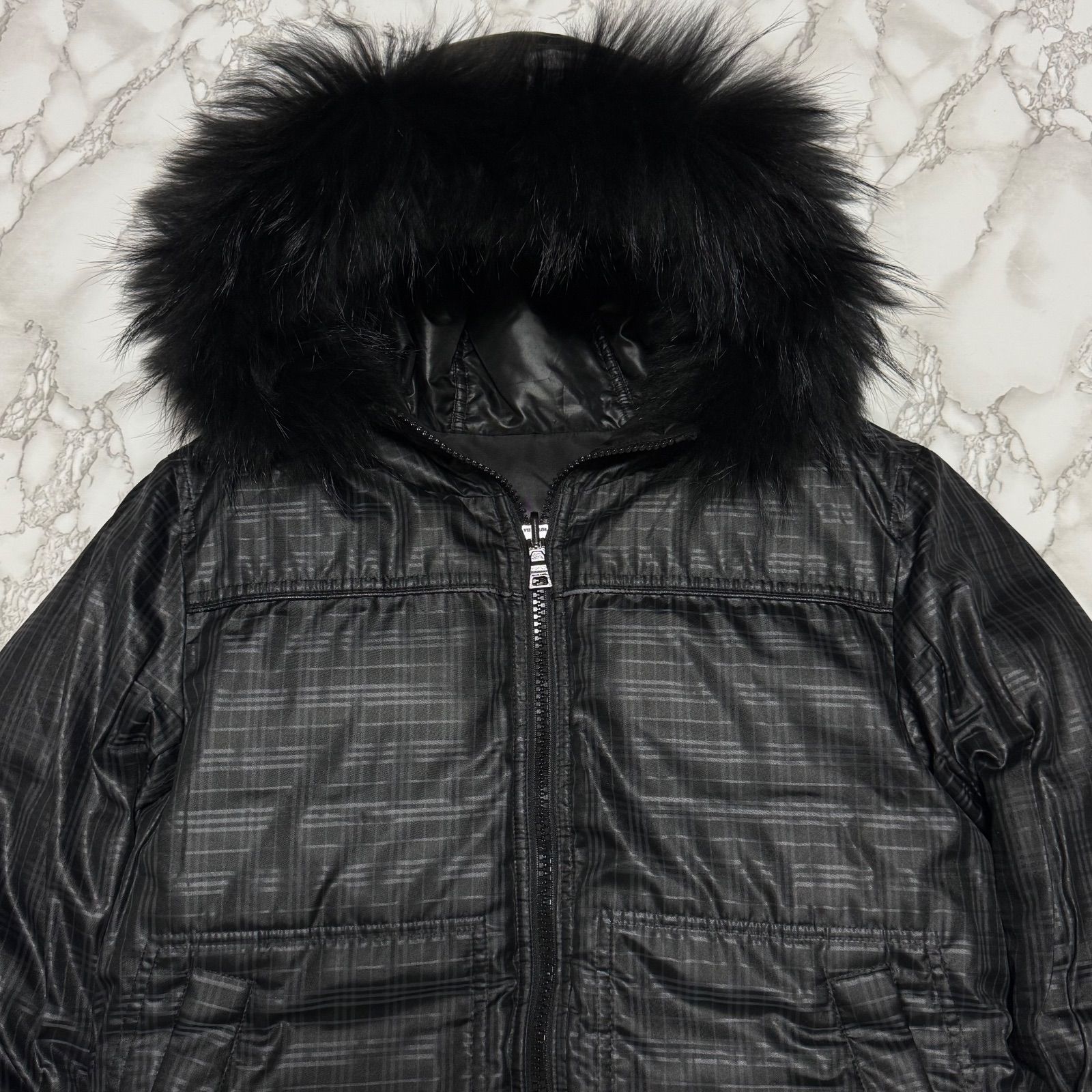 希少【BURBERRY BLACK LABEL バーバリーブラックレーベル】FUR DOWN