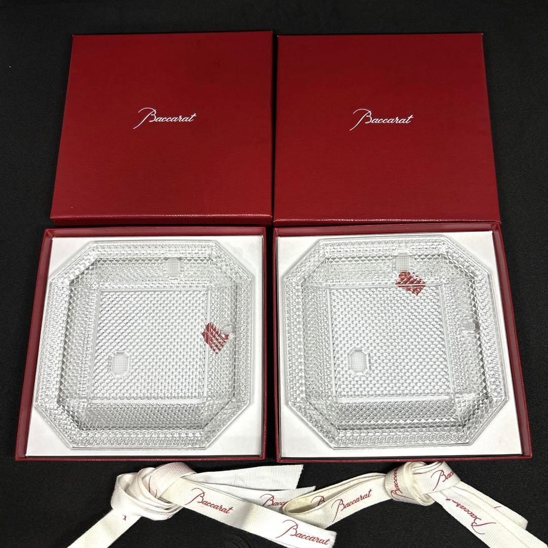未使用保管品 Baccarat バカラ スクエア プレート トレイ 皿 セット