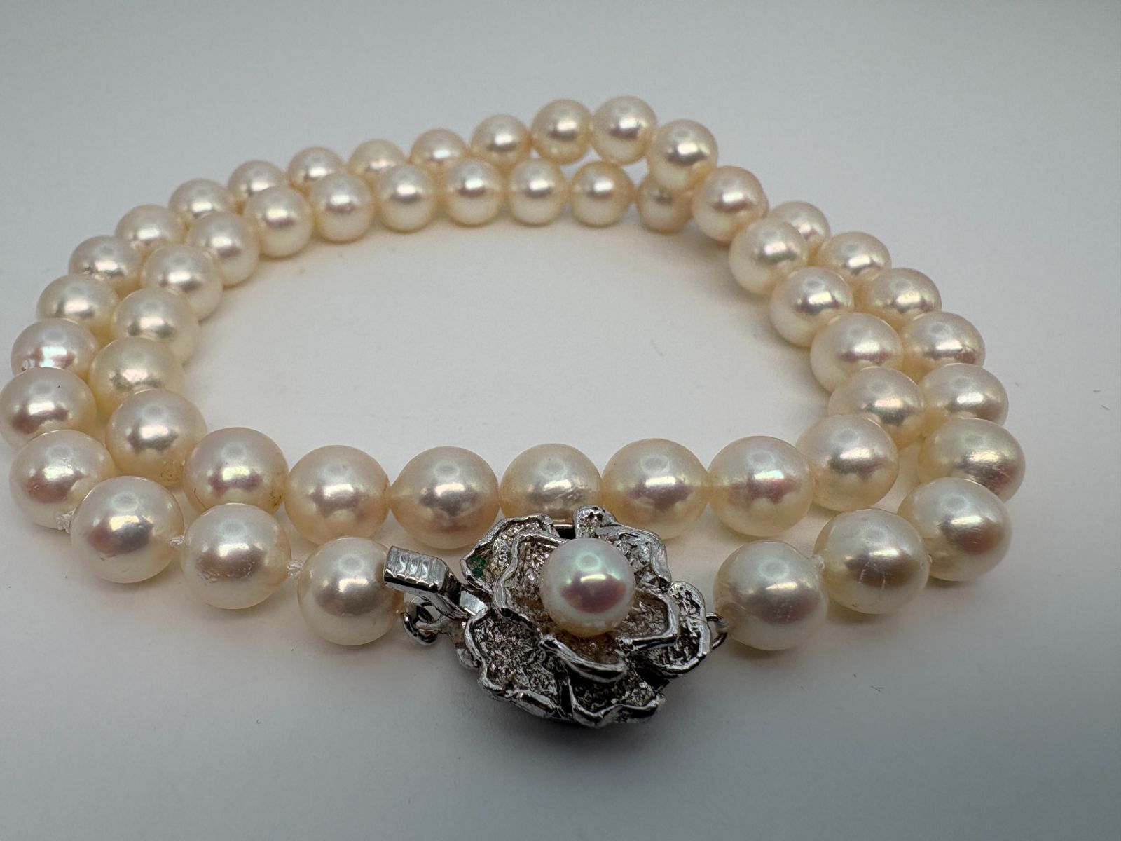 あこや本真珠 ネックレス 約6.1mm 42cm 32.23g ホワイト系 SILVER刻印