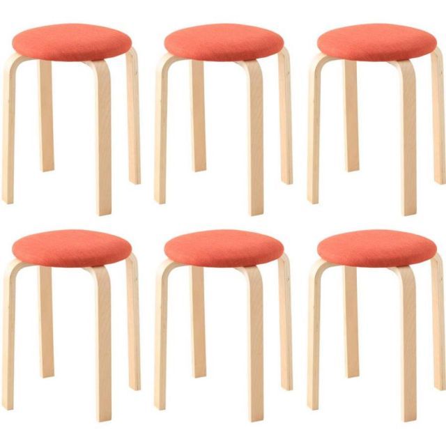 アイリスプラザ スツール 椅子 セット オレンジ 積み重ね可能 木製