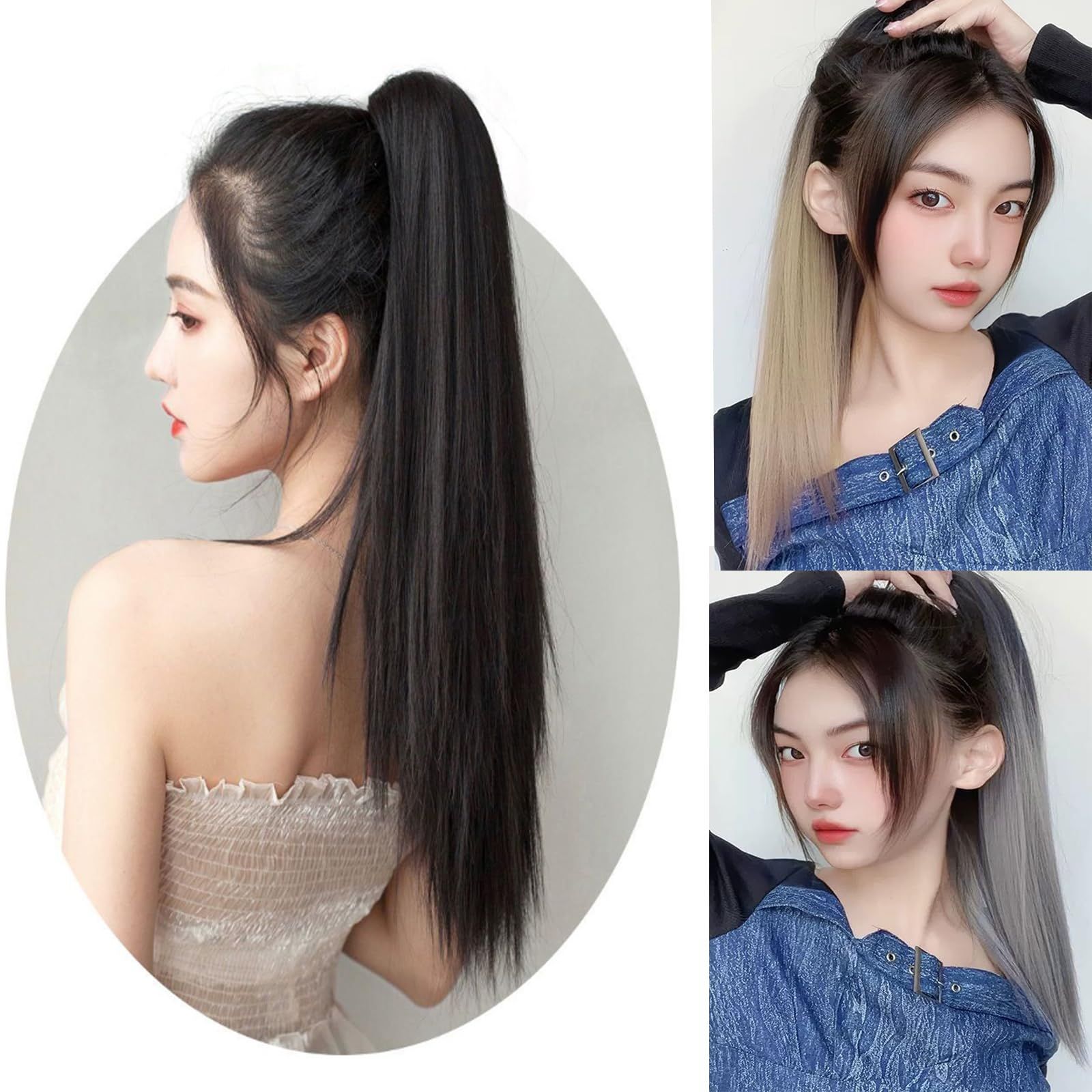 HAPVITAL レディース ポニーテールウィッグ 自然 クリップ式 55cm 
