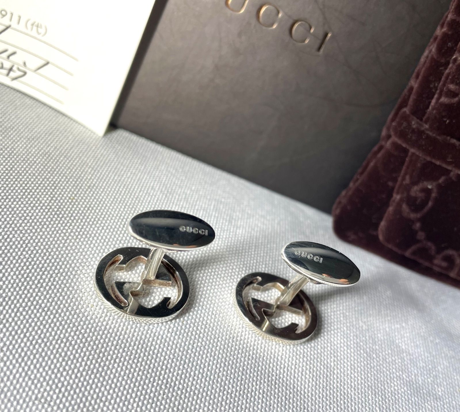 美品 希少 GUCCI グッチ インターロッキングG GG スタッズデザインロゴ