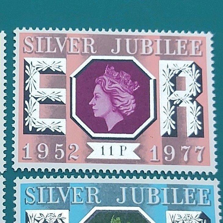未使用 エリザベス2世女王 即位25周年 シルバージュビリー記念切手