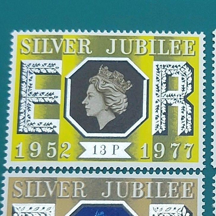 未使用 エリザベス2世女王 即位25周年 シルバージュビリー記念切手