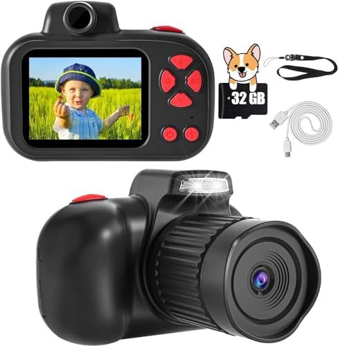 キッズカメラ 子供用 トイカメラ 4800万画素 1080P HD 動画 2.4インチIPS 画面/32GBメモリーカード付き/USB充電/オートフォーカス 4 5 6 7 8 9歳女の子 男の子デジタルカメラ おもちゃ 人気子ども用 子供の 8a6481cf