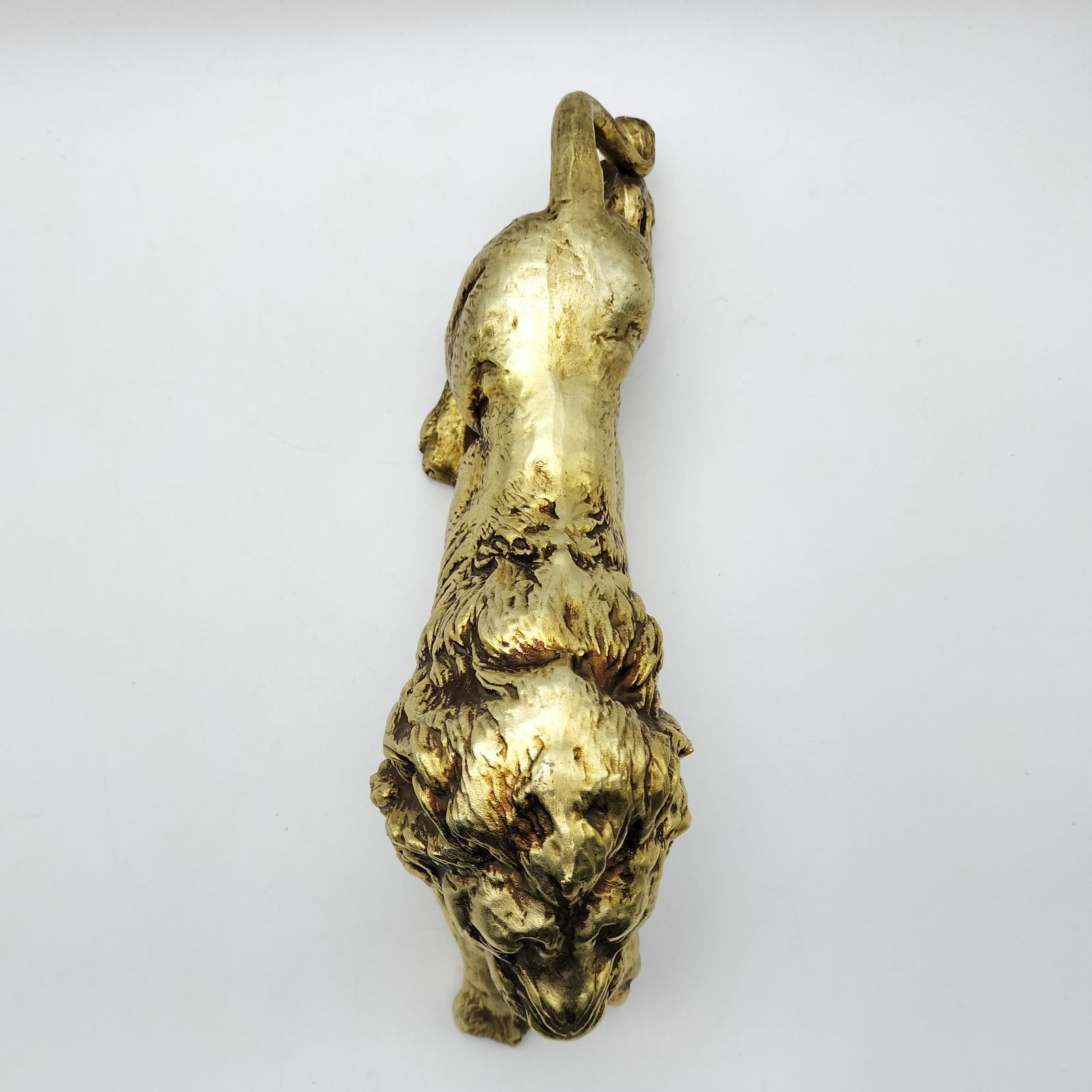 大型 45cm ライオン 鋳物 置物 金彩 黄金 獅子 オブジェ 縁起物 骨董