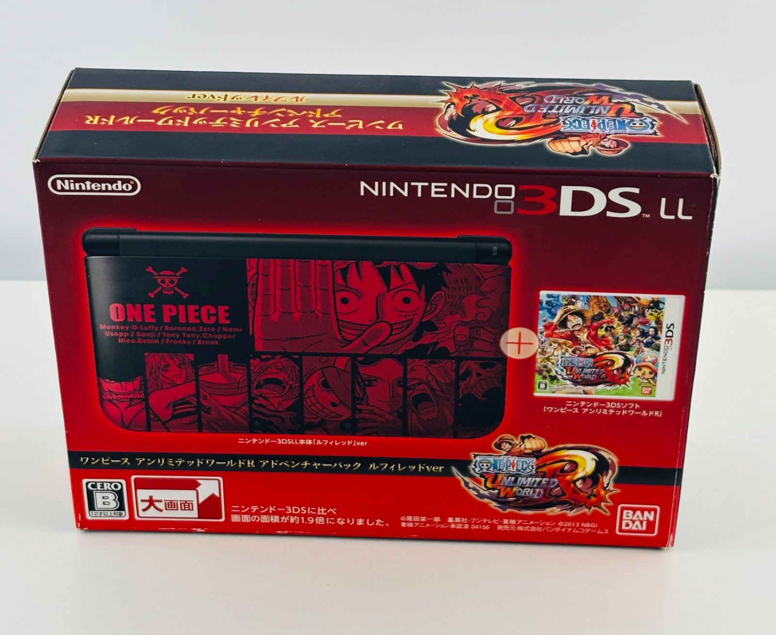 ほぼ新品 ニンテンドー 3DSLL 本体 ワンピース ルフィレッド