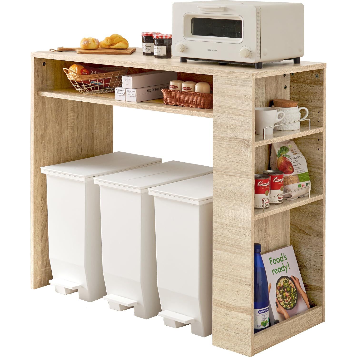 新品 萩原 レンジ台 キッチンラック ゴミ箱上 ラック オープンラック