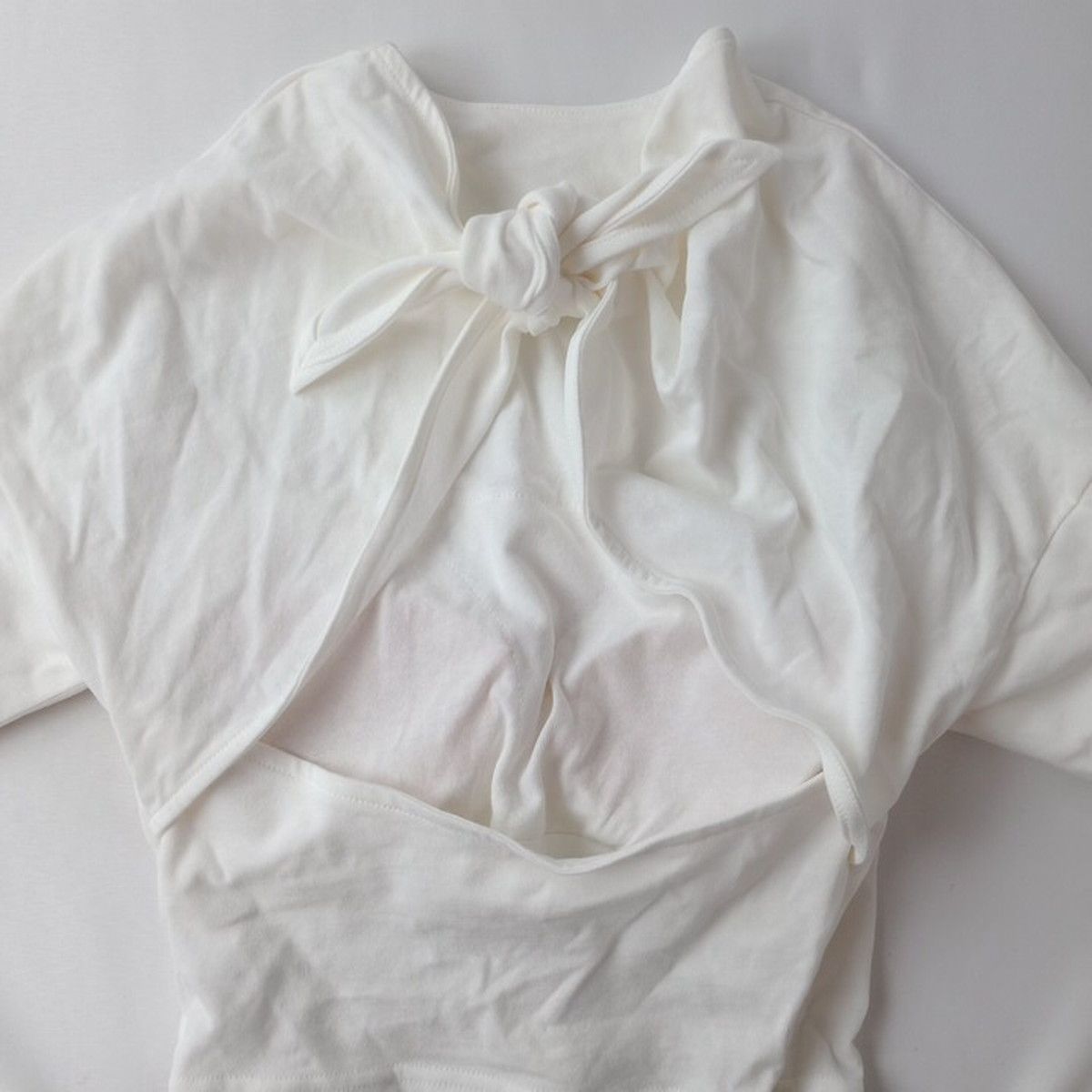 CLANE クラネ BACK OPEN RIBBON TOPS バックオープンリボントップス 