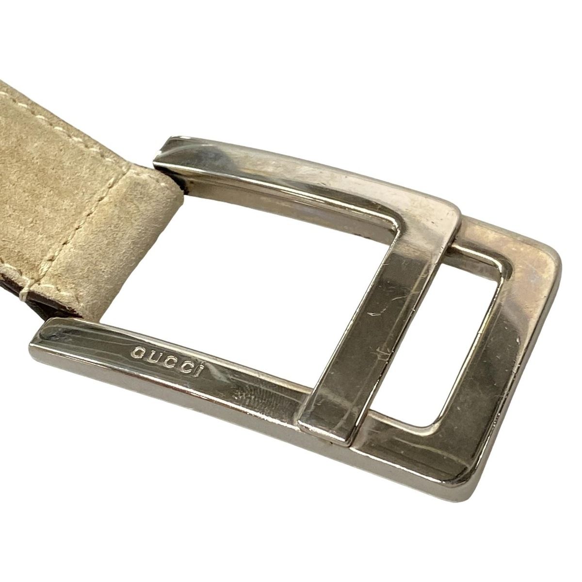 GUCCI(グッチ) ベルト 75/30 - ライトグレー×ライトブラウン×シルバー