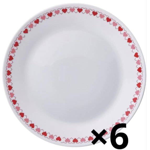 6枚セット】PYREX パイレックス ハート ミルクグラス ディナープレート