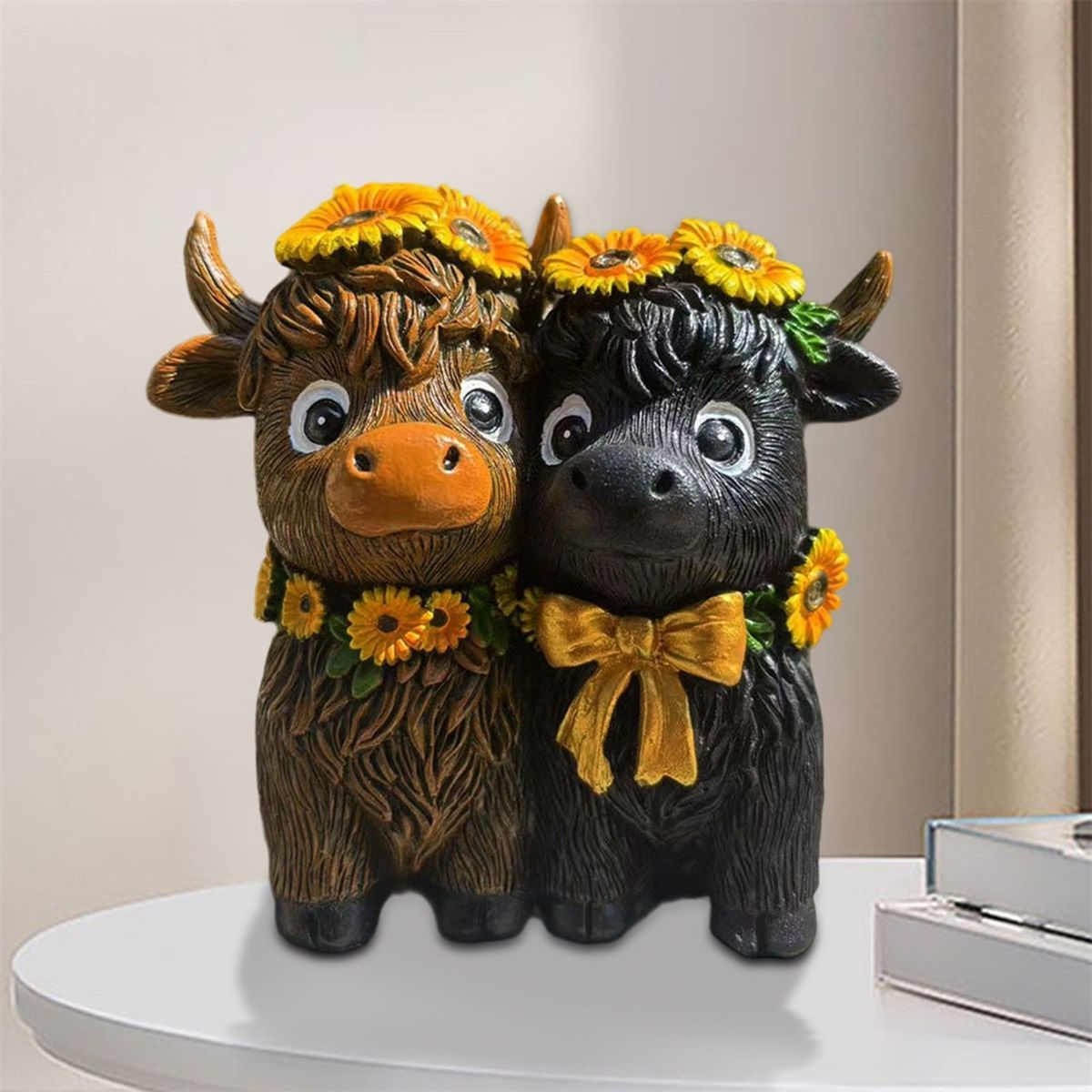 置物 オブジェ ガーデンオーナメント 寄り添っている牛のカップル うし