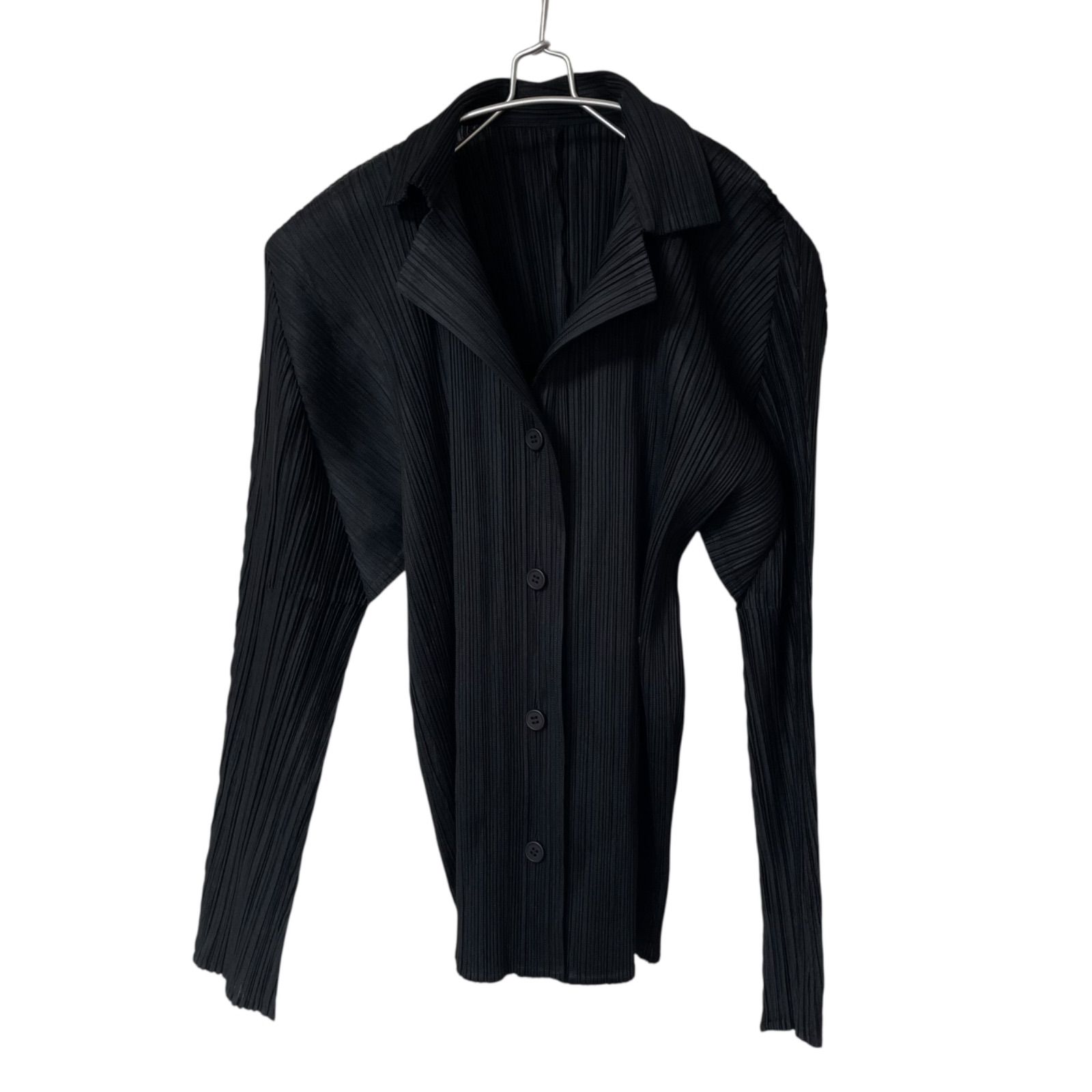 ISSEY MIYAKE me プリーツ ブラウス トップス 黒 フリー DD125【美品】PLEATS PLEASE ISSEY MIYAKE プリーツプリーズ イッセイ