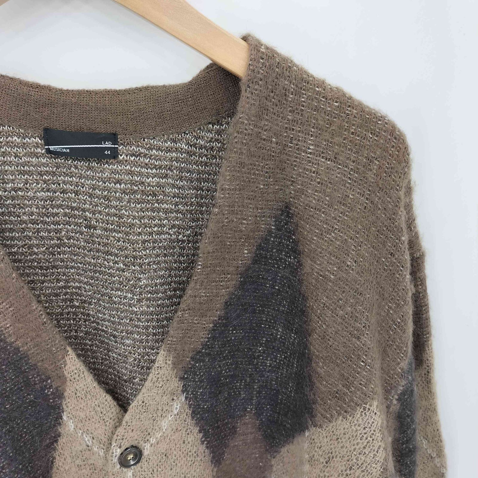 ラッドミュージシャン LAD MUSICIAN ARGYLE CARDIGAN モヘア シャギー