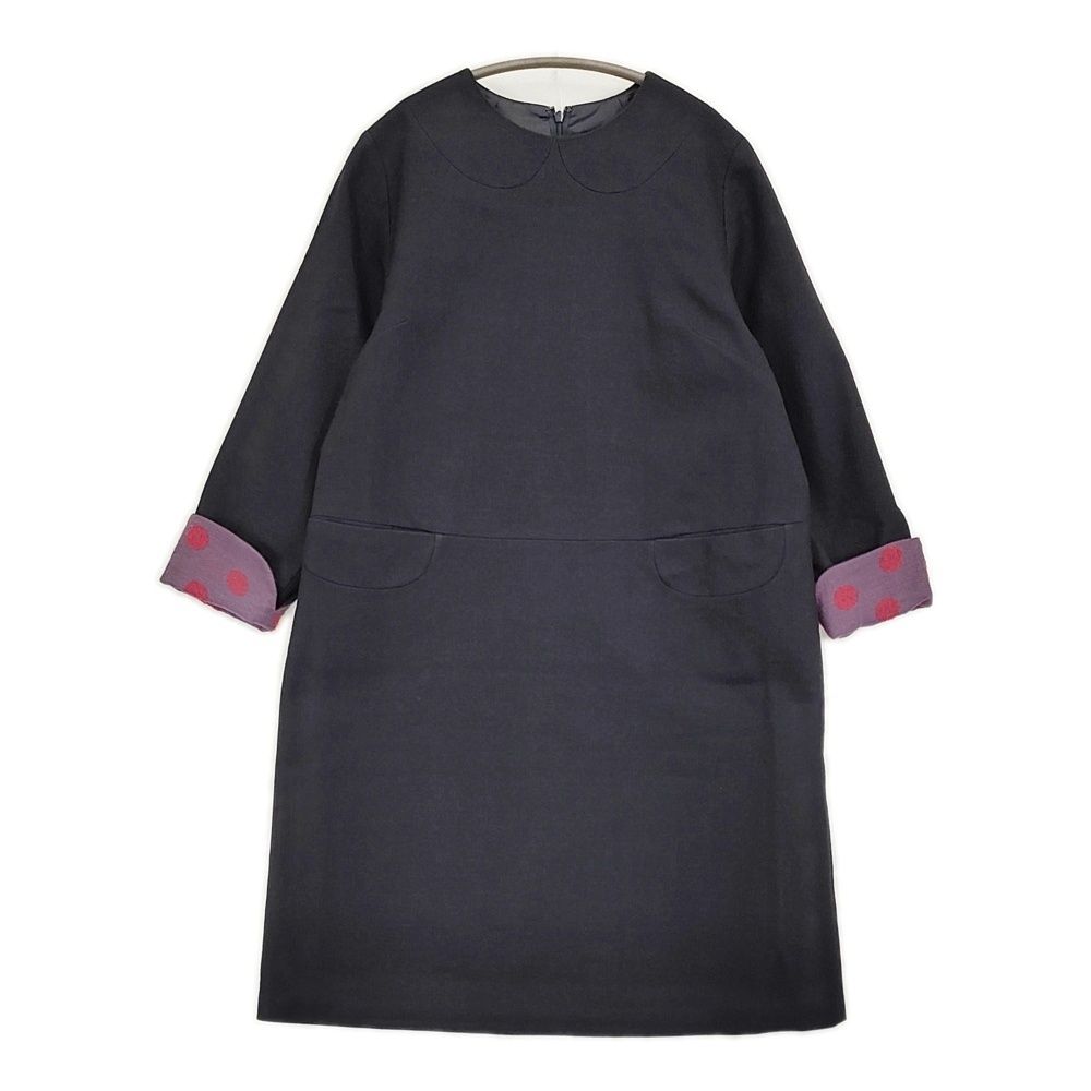 中川政七商店 遊 セミフォーマル ウール混 ワンピース ネイビー  