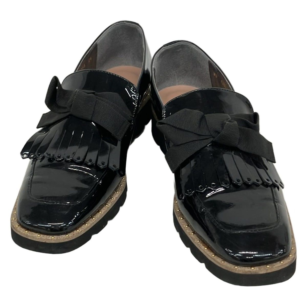 DIANA(ダイアナ) ローファー 24 レディース - 黒 スタッズ/リボン