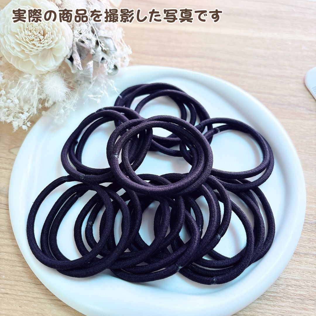 ヘアゴム ブラウン 茶色 髪ゴム 太め 輪っか ハンドメイド 25本セット