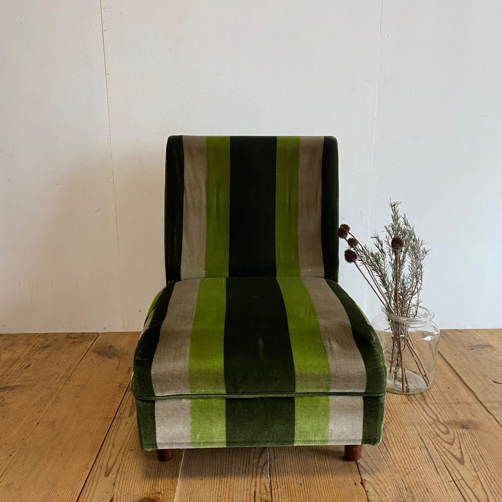 昭和レトロ ストライプ柄モケットソファ ミッドセンチュリー レトロ