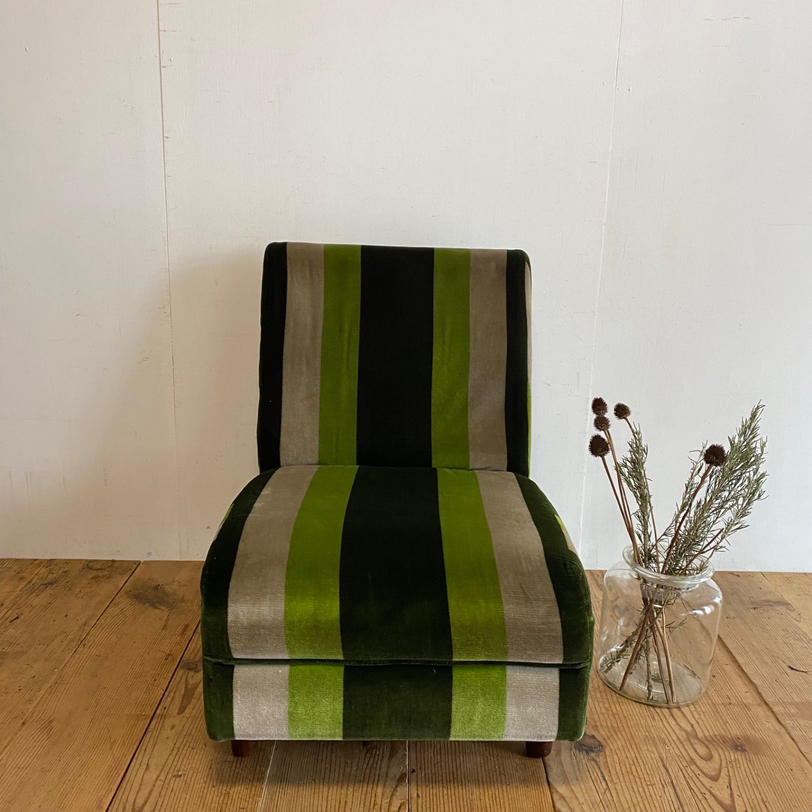 ビンテージ/レトロ/ミッドセンチュリー/モケットソファ/ソファ/ストライプ/③ 1960's ミッドセンチュリー 3シーターソファ - アンティーク