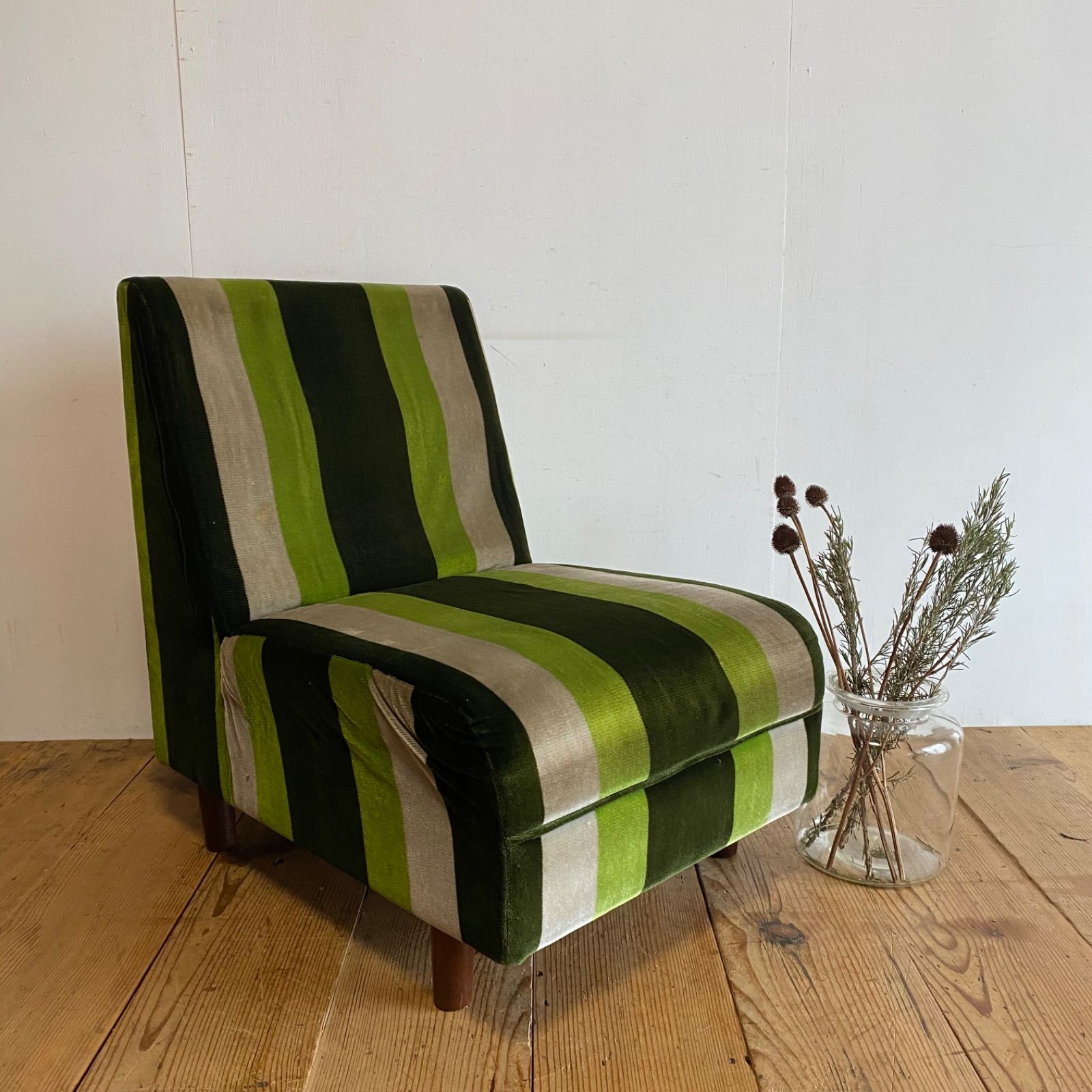 ヴィンテージ モケット ソファ ストライプ ミッドセンチュリー レトロ