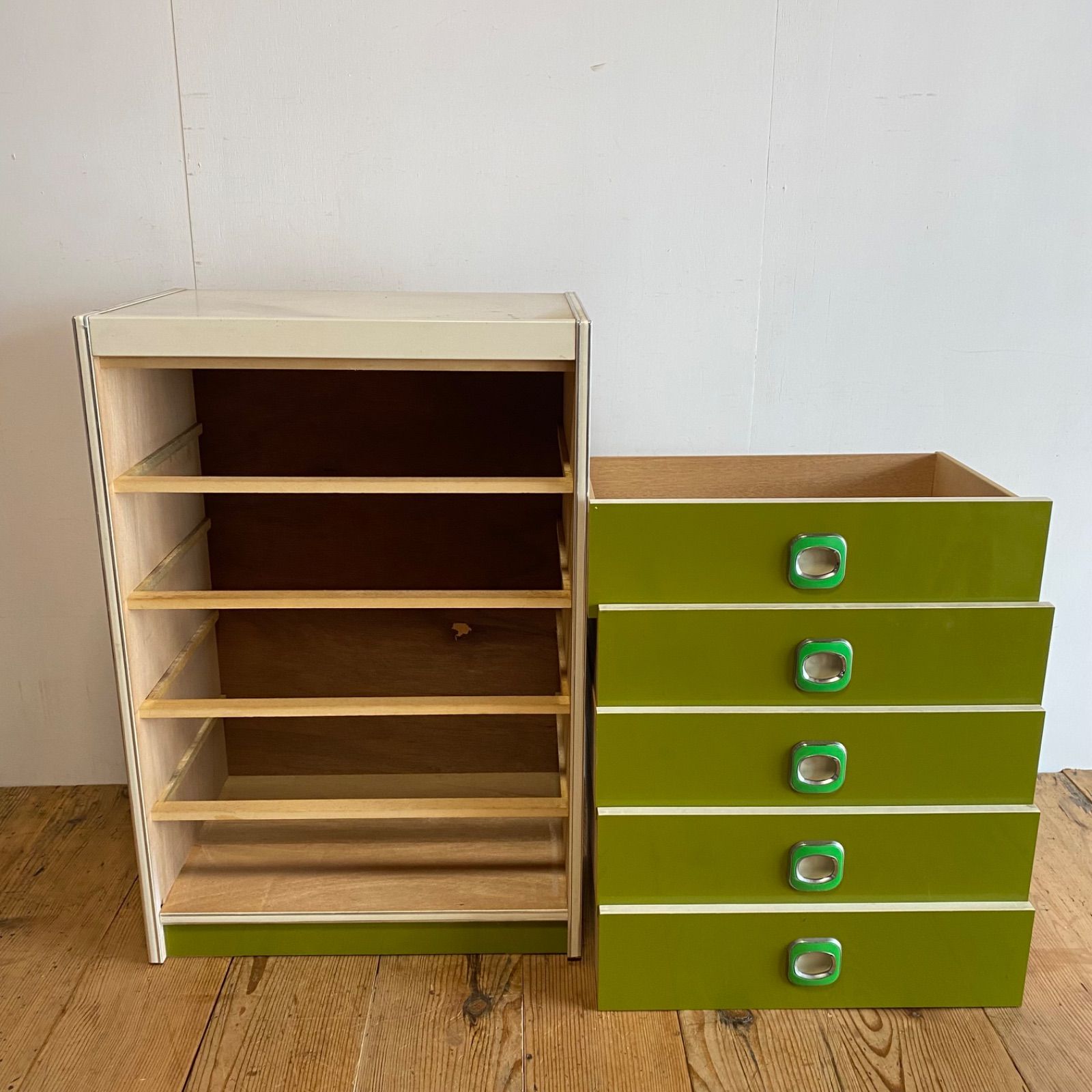 ヴィンテージ チェスト レトロポップ グリーン 棚 昭和レトロ y537