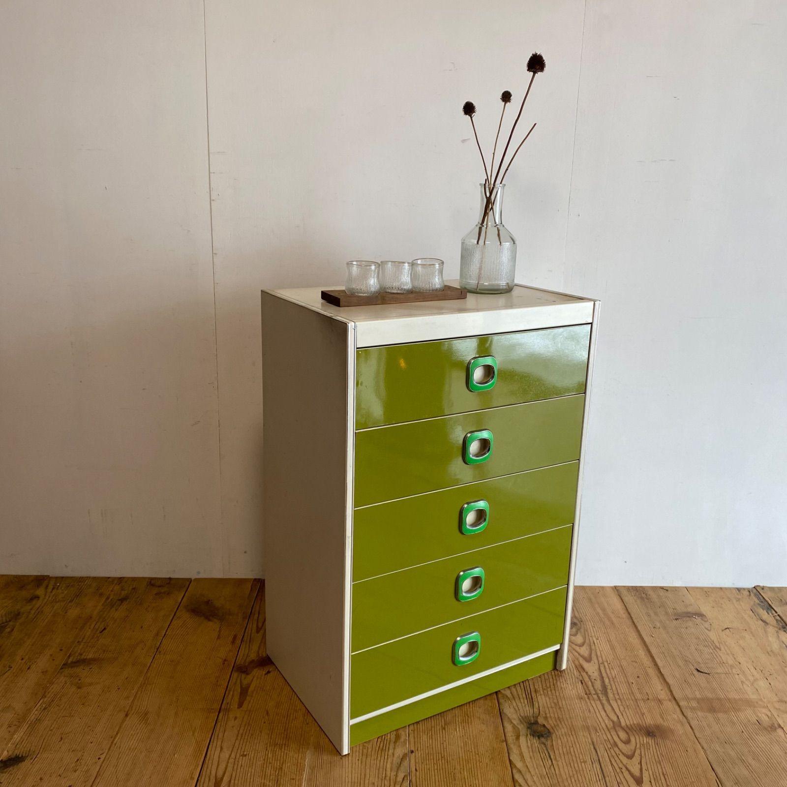 ヴィンテージ チェスト レトロポップ グリーン 棚 昭和レトロ y537
