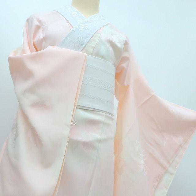 新品 梅地紋 着物 正絹“季節を仰いで我が身を慕う”仕付け糸付 長襦袢 5116 百華❀Y4416◇新品 袷 正絹 仕付け糸・刺繡衿付 広衿仕立て 手縫い 蘭