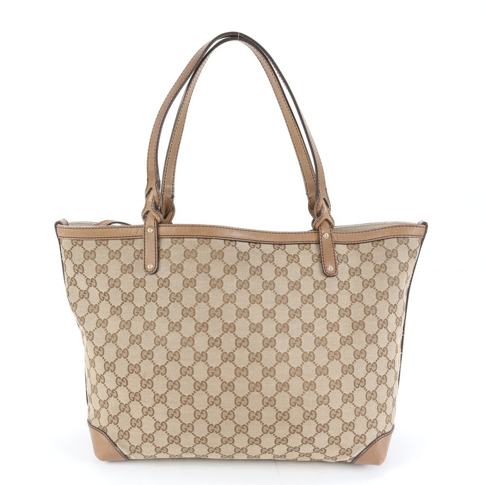 美品 グッチ ポーチ付 GG キャンバス 247209 レザー トート バッグ