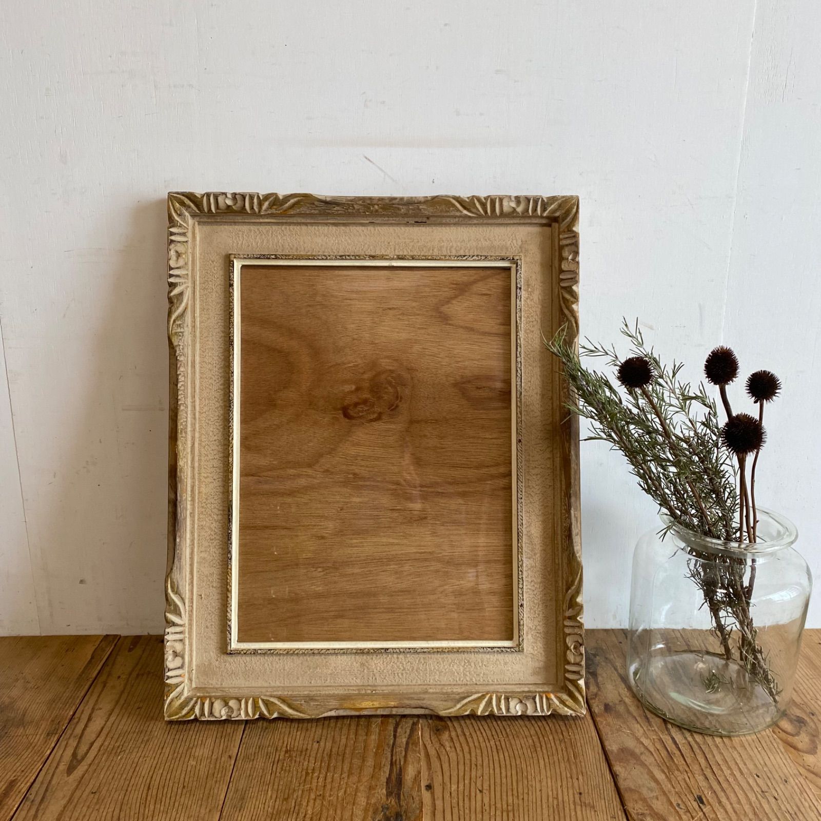 アンティーク 木製 額縁 フレーム ガラス アート ディスプレイ y538