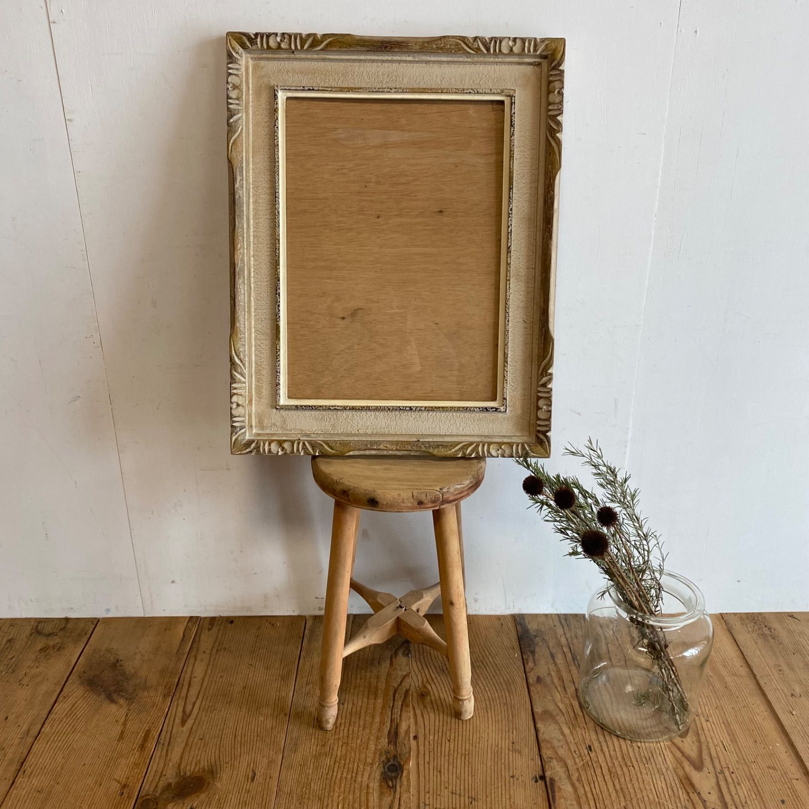 アンティーク 木製 額縁 フレーム ガラス アート ディスプレイ y538