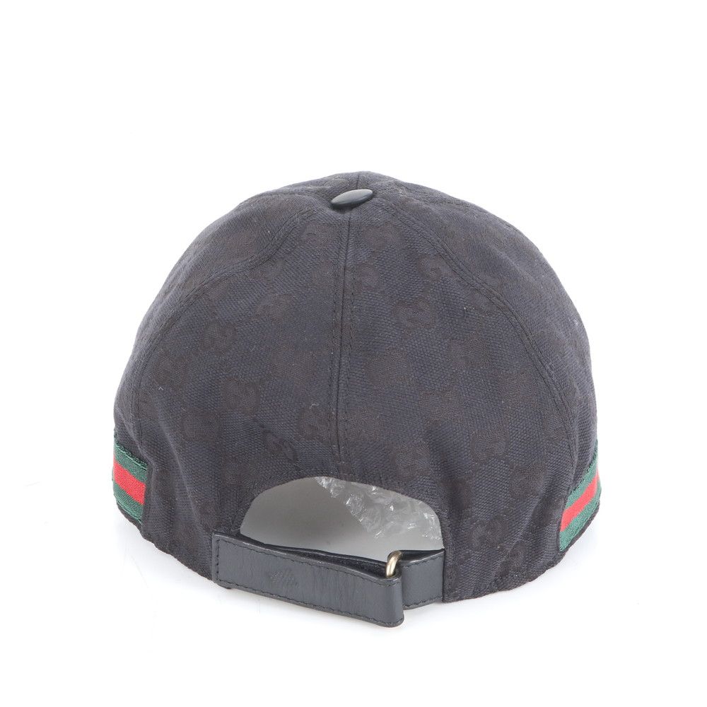 美品 グッチ GG キャンバス シェリー ライン ベースボール キャップ