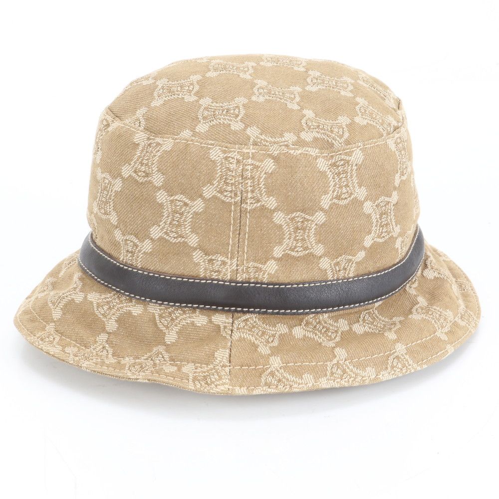 美品 セリーヌ マカダム バケット ハット バケハ 帽子 ブラウン 茶色