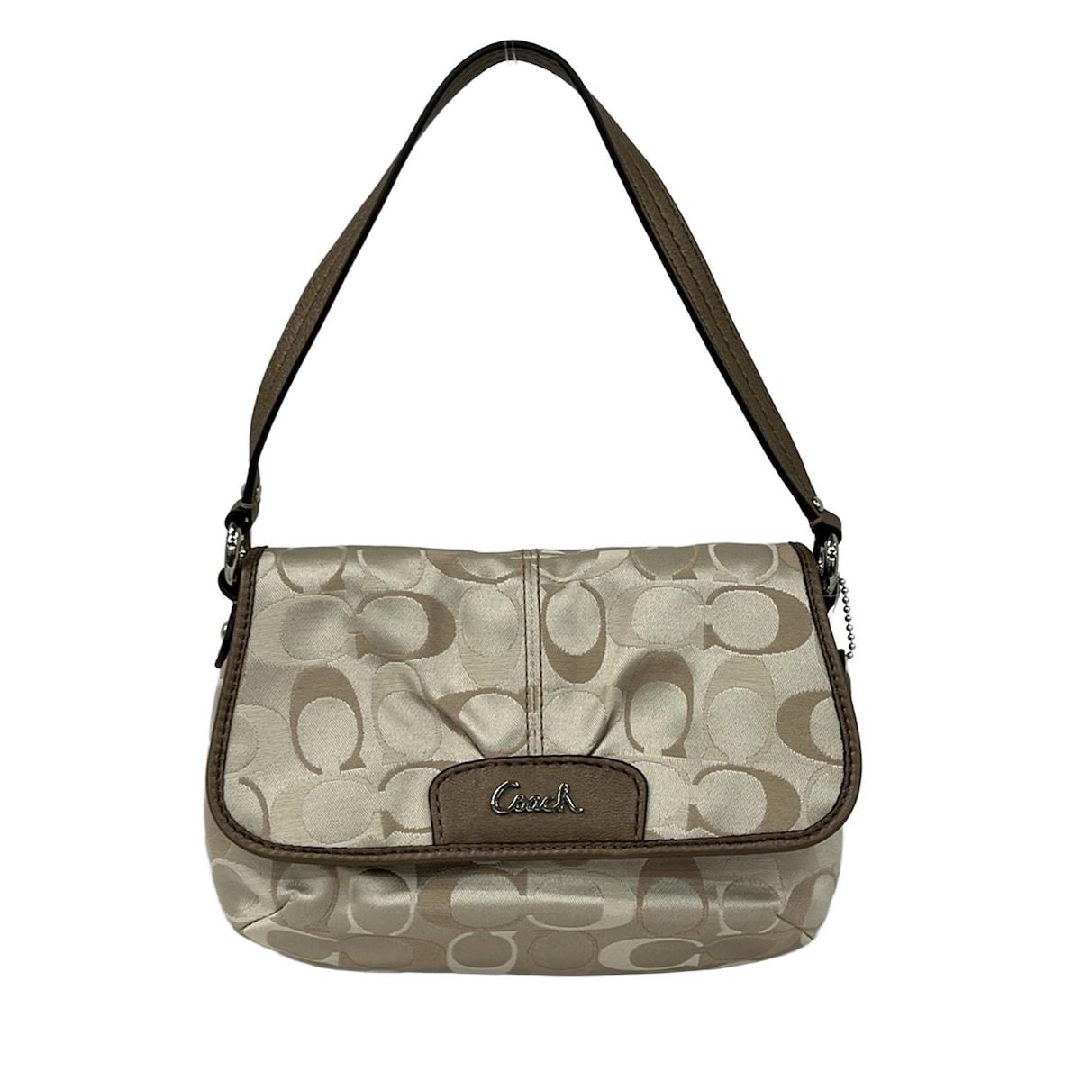 COACH(コーチ) ハンドバッグ シグネチャー柄 ベージュ×ブラウン COACH(コーチ) ハンドバッグ シグネチャー柄 ベージュ×ブラウン