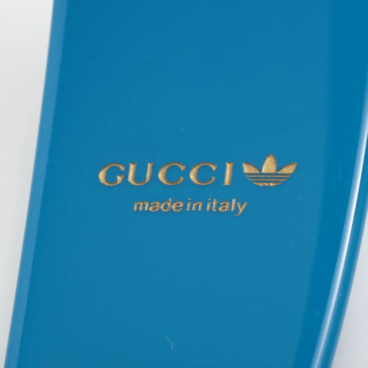 極美品 グッチ × アディダス ロゴ カチューシャ ブルー ヘア