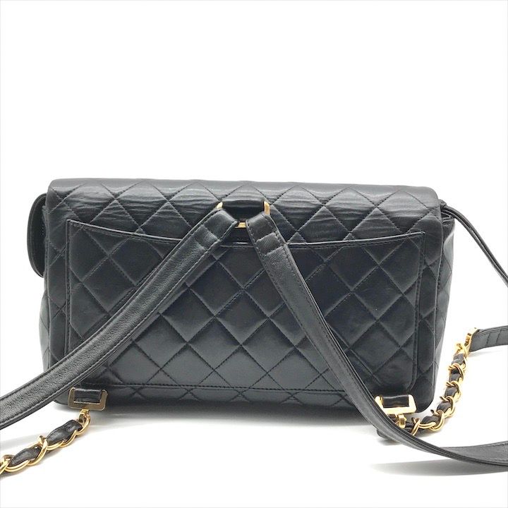 【良品】CHANEL リュック ココマーク ターンロック ラムスキン ブラック CHANEL シャネル リュックサック バックパック 巾着型 ターンロック