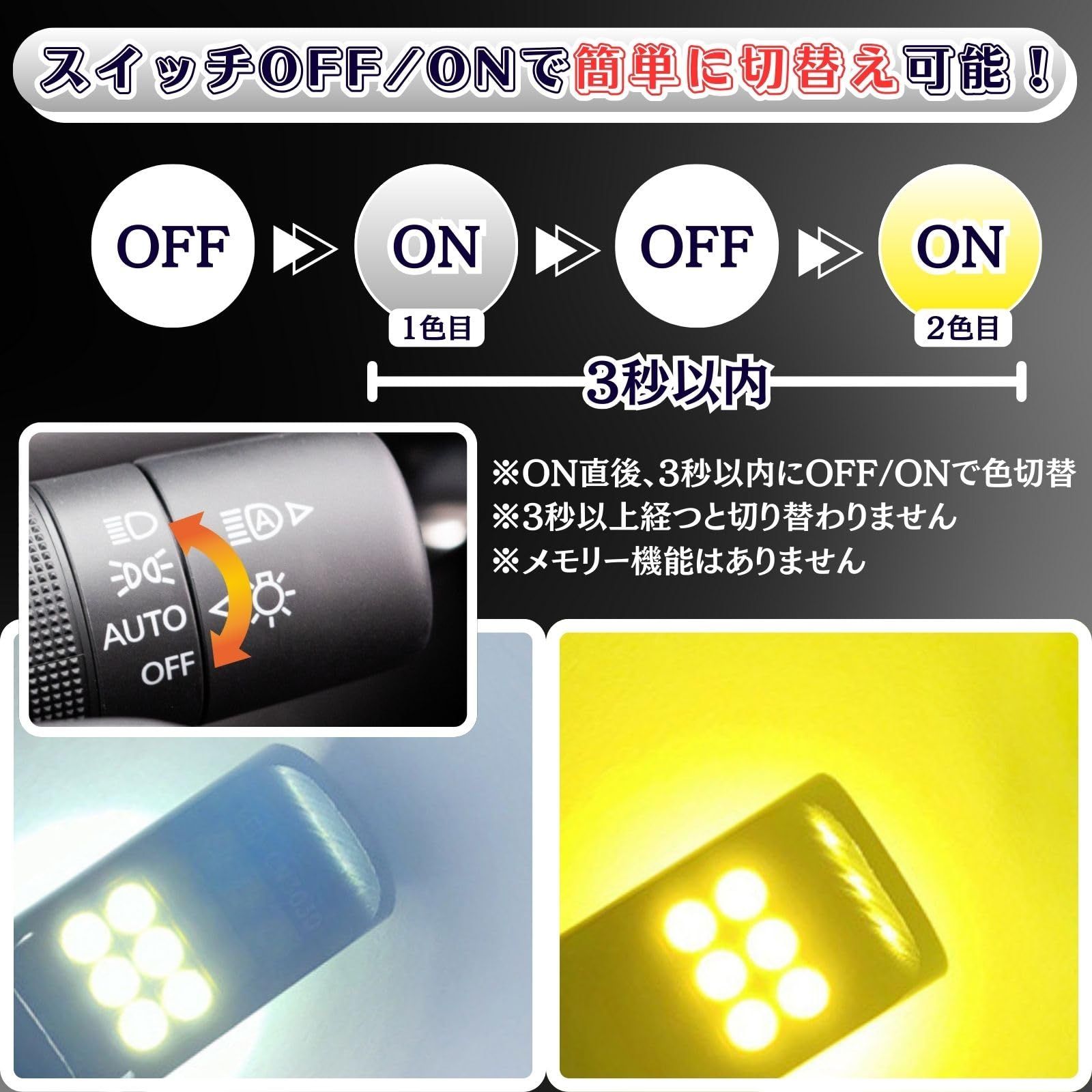 RiNan. HB4 LED フォグランプ 2色切替 ホワイトu0026イエロー 白 6500K