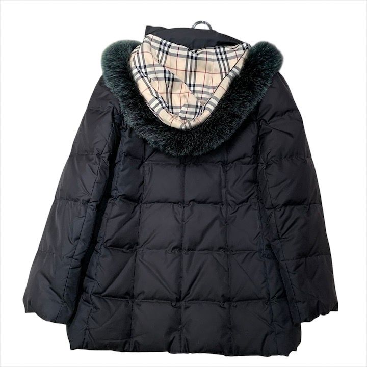 超美品 Burberry バーバリー ノバチェック ファー ダウン ジャケット