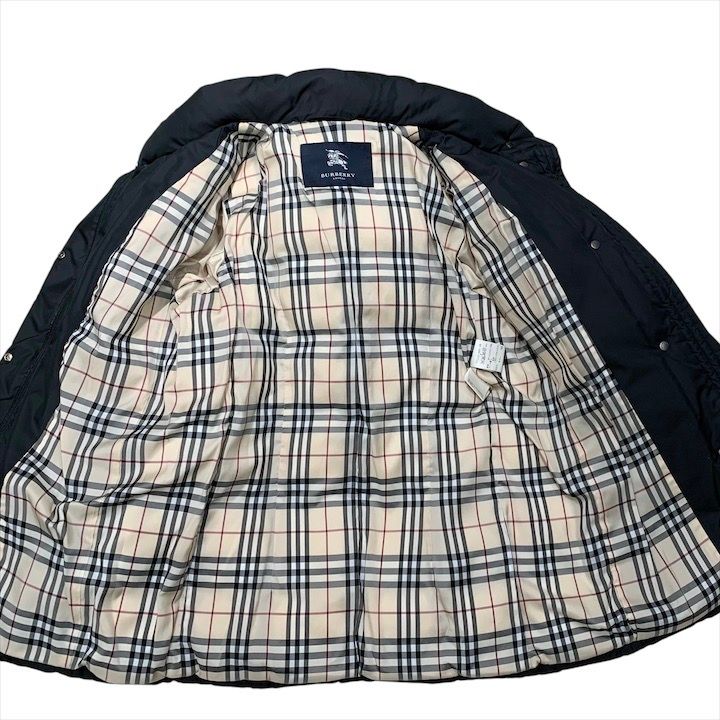 美品　バーバリーズ　ダウンコート　ノバチェック　フリンジジップ　黒　M相当 超美品 Burberry バーバリー ノバチェック ファー ダウン ジャケット