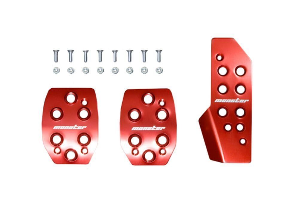 【新品】monster sport/ペダルカバー ジムニー/シエラ/ノマドMT用 MONSTER SPORT スポーツドライビングペダルカバー レッドアルマイト