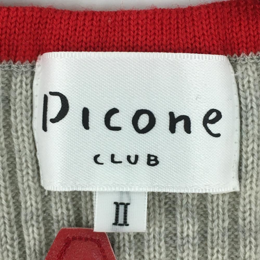 美品】ピッコーネクラブ ニットベスト ライトグレー×レッド ハーフ