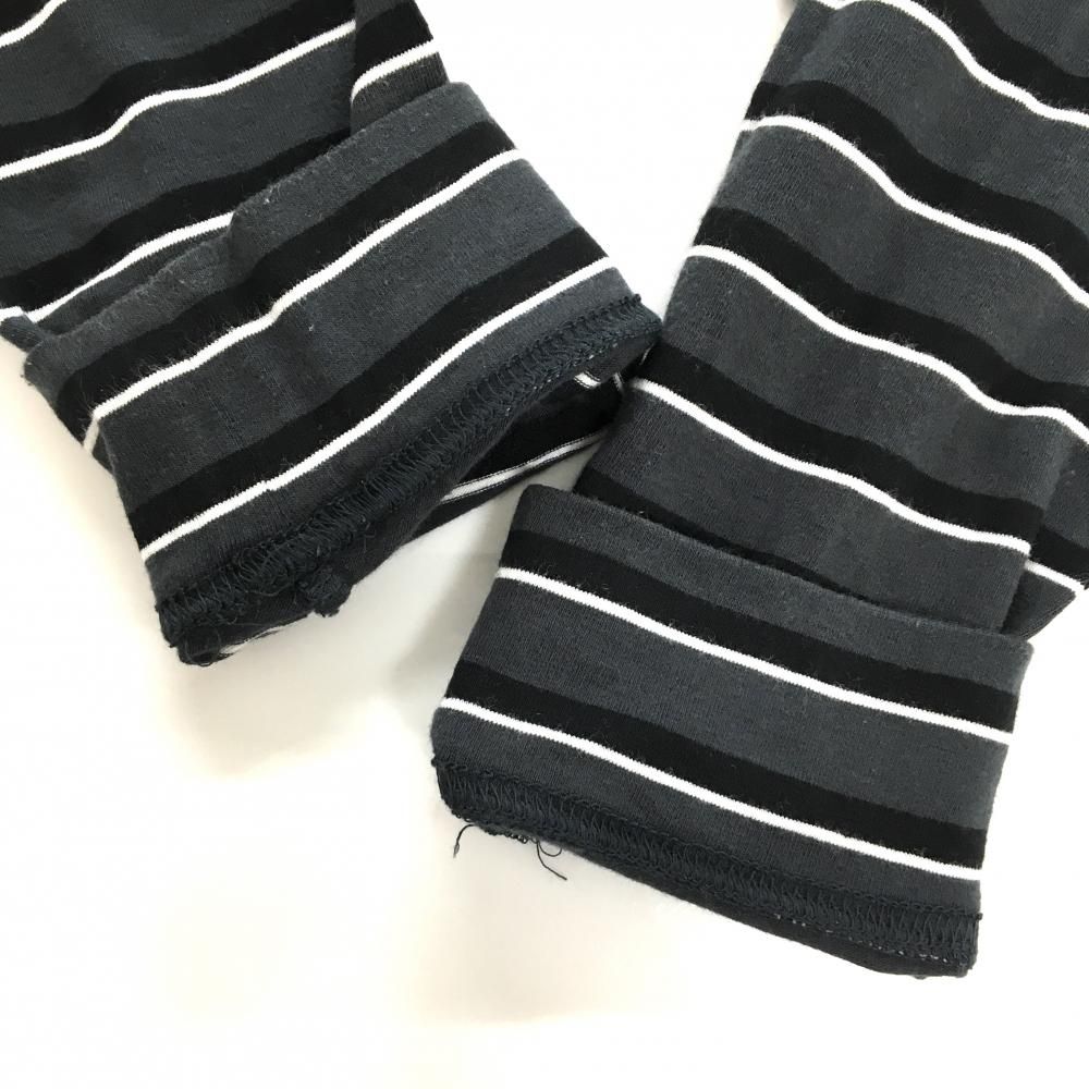 美品】パーリーゲイツ 長袖ハイネックシャツ グレー×白 ボーダー 微