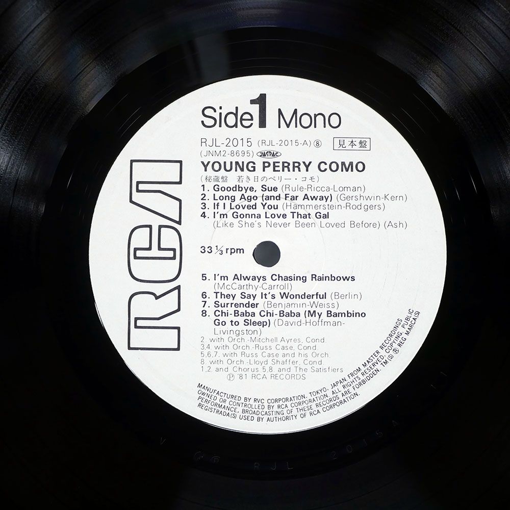 日本語帯世界50枚　レア　CASUAL x DEAD PERRYレコード 帯,見本盤 国内盤 PERRY COMO/YOUNG PERRY COMO/RCA RJL201516 LP